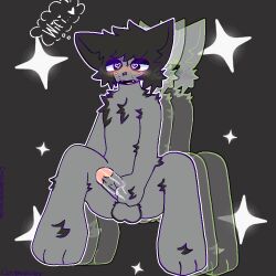 1:1 anthro bodily_fluids cum cum_dripping_from_penis domestic_cat felid feline felis genital_fluids genitals jaydes male mammal penis piercing rapper solo thought_bubble