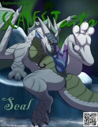 2_penises absurd_res animal_genitalia animal_penis autofellatio diphallia diphallism dragon english_text feral fr0stbit3 genitals hemipenes hi_res icewing_(wof) licking long_tongue looking_at_viewer male masturbation membrane_(anatomy) membranous_wings multi_genitalia multi_penis mythological_creature mythological_scalie mythology open_mouth oral oral_masturbation penile penile_masturbation penis pinup pose qr_code quadruped scales_and_tails scalie seal_(character) seawing_(wof) self_lick solo spread_legs spreading tail text tongue tongue_out tongue_wrap wings wings_of_fire