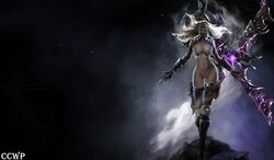 blades breasts gray_hair hair irelia_xan league_of_legends long nipples nude pussy star steam weapon