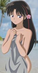 ai_generated ass bubble_butt engagement_ring erotic flower_in_hair nude onsen setsuna_(yashahime) teasing towel voluptuous