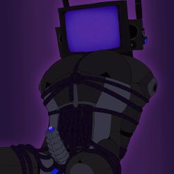 1boy bara energized_tv_man_(skibidi_toilet) glowing_genitalia glowing_penis male male_only mechanical_tentacles robot robot_humanoid robot_joints skibidi_toilet tv_daddy_(skibidi_toilet)