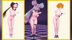 3d abs alternate_version_available animated areolae ass asymmetrical_hair blue_eyes blush bouncing_ass bouncing_breasts breasts brown_hair busty dancing double_bun female footwear green_eyes grin hair_bun hand_on_hip hand_on_own_hip hat headwear huge_ass huge_breasts iono_(pokemon) kasumi_(pokemon) large_ass large_breasts long_hair looking_at_viewer midriff mu_mmd multicolored_hair muscle music navel nipples nude open_mouth orange_hair pokemon ponytail rosa_(pokemon) short_hair side_ponytail smile sound standing tagme thick_ass thick_thighs thighs tied_hair twintails vagina video