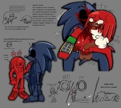 4boys anthro_on_anthro anthro_penetrated anthropomorphic anthropomorphic_animal balls ballsack black_sclera blood_in_mouth blood_on_face blood_stain bloody_nose bulged_belly classic_knuckles cloacal_penetration cloacal_penis dark_blue_fur dilated_pupils echidna echidna_penis fourth_wall gay_sex grabbing_chin grey_background hand_on_chest hate_sex hedgehog hedgehog_boy knotted_penis knuckles_the_echidna kolossos kolossos_fan lifting_leg looking_down male_only mentioned_character mouthless mutated no_humans no_nipples plap red_eyes red_fur silver_the_hedgehog size_difference sonic.exe_(series) sonic.exe_the_disaster sonic_(series) sonic_the_hedgehog_(series) spread_legs sweat tremble_lines trembling_lines yaoi