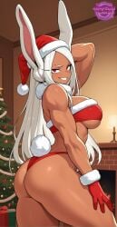 ai_generated ass big_breasts boku_no_hero_academia breasts bunny_ear bunny_ears bunny_girl bunny_tail bunnygirl christmas christmas_clothing christmas_outfit christmas_tree dark-skinned_female female female_focus female_only fireplace gloves hand_behind_head hand_on_thigh jorgecarlosai long_ears long_hair mirko muscular muscular_female my_hero_academia panties posing red_eyes red_panties red_tube_top red_tubetop rumi_usagiyama santa_costume santa_gloves santa_hat sexy sexy_body sexy_pose sideview smile tanned tanned_female tanned_skin thighs toned toned_body toned_female tube_top tubetop underboob usagiyama_rumi watermark white white_hair