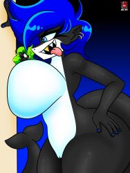 2girls against_wall anthro assertive assertive_female big_ass big_breasts black_body black_fur black_skin blue_eyes blue_hair blue_nails breasts cat character_request earrings eyelashes feline female female/female female_focus female_only furry gold_(metal) gold_tooth green_body green_fur green_hair height_difference huge_breasts humanoid medium_hair micro nail_polish naked nude o_o open_mouth original original_character pussy sexy shark shark_girl shark_tail sharp_teeth size_difference smile surprised tagme tail thick thick_ass thick_thighs tongue tongue_out vash_art white_body white_skin yuri