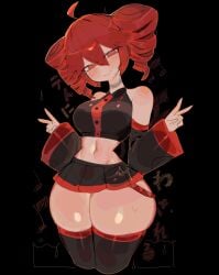 1girls ass big_ass big_breasts big_thighs blush choker clothed clothing double_peace_sign drill_hair female female_only hourglass_figure kasane_teto long_sleeves looking_at_viewer miniskirt navel panties peace_sign red_eyes red_hair revealing_clothes see-through_clothing shiny_skin short_skirt skirt slim_waist solo solo_female thick thick_thighs thighhighs thighs twin_drills usa37107692 utau vocaloid wide_hips