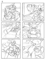 anthro buster_bunny comic fur furry looqdrake male male_only mammal monochrome multiple_males rabbit tagme tiny_toon_adventures