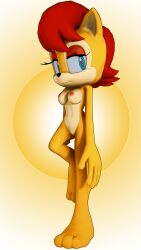 2023 3d_(artwork) anthro archie_comics blue_eyes breasts brown_body brown_fur chipmunk digital_media_(artwork) female fur genitals ground_squirrel hair hi_res looking_at_viewer mammal medium_breasts navel nipples nude nude_anthro nude_female pink_nipples pussy rarequinez red_hair rodent sally_acorn sciurid sega simple_background solo sonic_(series) sonic_the_hedgehog_(archie) sonic_the_hedgehog_(comics) sonic_the_hedgehog_(series) source_filmmaker_(artwork) squirrel vulva yellow_background