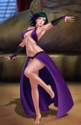 1girls amenoosa athletic_female belly_dancer belly_dancer_outfit black_hair bocas_top collar dancer dancer_outfit dancing female female_focus green_hair harem_girl harem_outfit hazel_eyes jabba's_palace jabba_the_hutt large_breasts long_fingernails medium_hair metal_collar multicolored_hair nail_polish open_skirt original_character painted_fingernails painted_nails painted_toenails slave slave_collar slave_girl slave_outfit star_wars