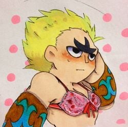 blonde_hair blush bra hokuto_no_ken male male_only raoh tagme underwear_only