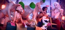 4boys 4girls anna_(frozen) elsa_(frozen) fireboxstudio frozen_(film) moana moana_waialiki olaf_(frozen) orgy rapunzel small_breasts straight tagme tangled uncensored