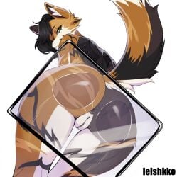 2025 against_surface anthro anus ass black_body black_fur black_hair clitoral_hood digital_drawing_(artwork) digital_media_(artwork) domestic_cat ear_piercing felid feline felis female fur genitals green_eyes hair hi_res leishkko looking_at_viewer looking_down low-angle_view male_(lore) mammal on_glass orange_body orange_fur piercing presenting presenting_anus presenting_hindquarters presenting_vulva short_hair simple_background sitting_on_glass smile smiling_at_viewer solo thick_thighs vulva white_background white_body white_fur