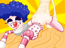 big_eyes blue_hair clown clown_girl doggy_style gerbillo_aea makeup pink_clothing red_nose sex