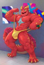 background bara buff carillong dragon flexing golden_mankini holding_mankini mankini my_singing_buff_or_bara_monsters my_singing_monsters picture_frame pictures pictures_in_background pulling_mankini sexy taking_off_mankini