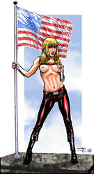 1girls 2006 american_flag blonde_hair blue_eyes cassie_sandsmark catthouse_studios color colored dc_comics female female_only flag roadkill_(catthouse_studios) smooth_skin tcatt teen_titans wonder_girl wonder_woman_(series)