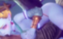 3d_animation animated blonde_hair blue_skin enormous_penis kissing_penis large_breasts large_penis large_thighs monster monster_cock pointy_ears purple_eyes shortstack size_difference sovalin_maliana studiofow subverse tagme video