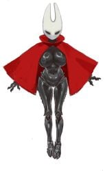 1other absurdres black_eyes black_sclera black_skin breasts bug colored_sclera colored_skin commentary cover highres hollow_knight hollow_knight:_silksong hornet_(hollow_knight) horns large_breasts mossa mossacannibalis nipples no_humans redesign symbol-only_commentary white_background