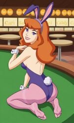 ai_generated ass bigmic145 breasts bunny_ears bunny_girl bunny_tail bunnysuit cartoon_network casino daphne_blake daphne_blake_(mystery_incorporated) feet pantyhose pink_pantyhose playboy_bunny red_hair scooby-doo scooby-doo!_mystery_incorporated