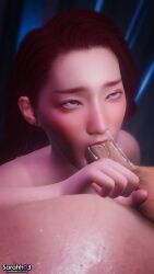 3d ahe_gao akame_(ryuu_ga_gotoku) blowjob cum cum_in_mouth cum_inside deepthroat fellatio female partial_male ryuu_ga_gotoku sarahh03 yakuza_(series)