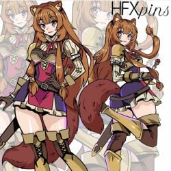 brown_hair hfxpins racoon_ears racoon_girl racoon_tail raphtalia sword tate_no_yuusha_no_nariagari