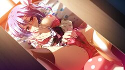 12_no_tsuki_no_eve blue_hair breast_grab breasts game_cg masturbation minori nipples panties seifuku shiina_anzu short_hair shouna_mitsuishi thighhighs underwear yellow_eyes