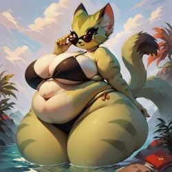 ai_generated anthro big_ass big_breasts bikini carol_tea civitai fat_female feline female female_protagonist freedom_planet freedom_planet_2 looking_at_viewer low_effort obese obese_female off_model poor_quality stevenxgtz video_games wildcat