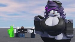 1girls 3d apc background_characters baseplate big_breasts caffinatedbuns combat_dummy furry gnarpy_(regretevator) imminent_death item_asylum regretevator roblox robloxian tagme thick_thighs