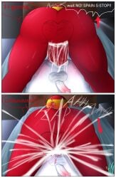 1boy 1futa 44waa29304 anal back back_view big_ass big_penis bottomless breasts clothed clothing countryhumans countryhumans_girl cum cumming_in_ass dialogue duo ejaculation england_(countryhumans) english_text futa_is_bigger futa_on_male futanari humanoid male on_bed on_stomach orgasm partially_clothed penis prone_bone red_skin size_difference small_penis smaller_male spain_(countryhumans) tagme text white_skin