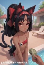 adult_female ai_assisted ai_generated bikini hi_res hoyoverse nekomiya_mana petite pool sadtomato zenless_zone_zero