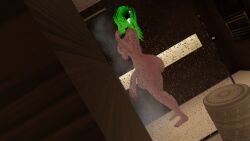 bathroom behind_glass big_ass big_balls big_breasts big_butt big_cock big_penis futa_cock futa_only futanari green_hair hung_futanari naked_futanari queenstarvr shower showering thick_ass thick_cock thick_thighs vrchat vrchat_avatar