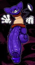 absurd_res alien anthro balls big_balls big_penis bob_(superiorfoxdafox) felid genitals glans hi_res huge_balls huge_cock hyper hyper_genitalia hyper_penis male mammal penis purple_body purple_penis solo throbbing velvetdraw