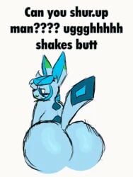 animated big_butt caption eeveelution female female_focus glaceon huge_ass lime09 looking_at_viewer meme pokemon pokemon_(species) shitpost thug_shaker twerking