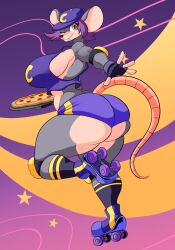 1girl 1girls 2020s 2022 4_fingers absurd_res anthro ass baseball_cap big_ass big_breasts big_butt breasts buckteeth chuck_e_cheese chuck_e_cheese_(franchise) clothed clothing crossgender digital_media_(artwork) elbow_gloves female female_focus female_only fingerless_gloves fingers food furry furry_female genderswap genderswap_(mtf) gloves hat headgear headwear hi_res huge_ass huge_butt jaeh jaehthebird knee_pads mammal mascot mtf_crossgender murid murine one_eye_closed pizza purple_hair rat rat_ears rat_girl rat_tail rodent roller_skates rule63 rule_63 solo tail thick_ass thick_butt thick_thighs thighs wide_hips wink yellow_eyes