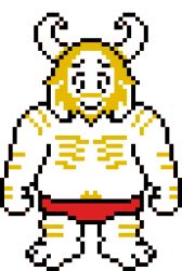 1boy anthro anthro_only arm_tuft asgore_dreemurr bara beard blonde_hair body_hair bulge chubby chubby_male dad_bod daddy deltarune dilf facial_hair feet furry furry_only goat hairy hairy_male horn horns long_ears male_only muscular muscular_male pixel pixel_(artwork) pixel_art pubic_hair smiling smiling_at_viewer solo solo_focus speedo speedo_only standing undertale undertale_(series) white_background