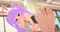 ass big_ass big_butt bunny_ears bunny_girl bunny_tail bunnysuit comadre comrade_karin fishnet_pantyhose fishnets pink_hair sexy_pose twintails virtual_youtuber vtuber