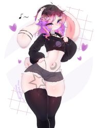 animal_ears anthro bunny choker crop_top cryst_chan femboy furry shorts small_waist thick_thighs thighhighs thong trap wide_hips