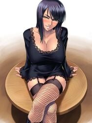 1girls 2d black_hair black_panties blush breasts cleavage clothed crossed_legs erect_nipples female female_only fishnets fit_female garters hair hourglass_figure huge_breasts human kagami kagami_hirotaka large_breasts looking_at_viewer mature_female nico_robin nipple_bulge one_piece pre-timeskip seductive_smile sitting slim_waist smiling smiling_at_viewer solo tanned tanned_female tanned_skin thick_thighs thighhighs thriller_bark wide_hips