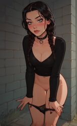 ai_generated goth goth_girl meat_master only_female public pussy removing_panties solo_female the_addams_family wednesday_addams