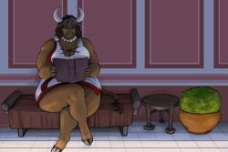 anthro big_breasts bovine doctordj greek_mythology human_on_anthro thick_thighs