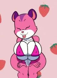 1girls 2025 5_fingers animated big_breasts bikini bouncing_breasts breasts cute english female female_only hamster japanese_text jiggling_breasts loop music original pink_bikini pink_body pink_bra pink_fur red_panties short_video shorter_than_10_seconds solo sound speaker strawberry tagme tansau thick_thighs two-tone_body two-tone_fur underwear vertical_video video voice_acted white_fur wide_hips