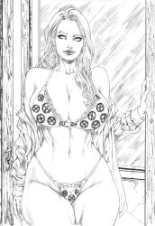 black_and_white breasts ed_benes_studio emma_frost female female_only gigantic_breasts large_breasts lingerie marvel marvel_comics pinup reginaldo_oliveira tiny_panties underwear white_queen wide_hips x-men