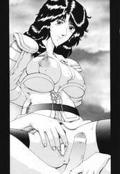 1girls 2001 anus big_breasts breasts censored curvaceous female greyscale hair hokuto_no_ken human large_breasts long_hair looking_at_viewer machi_gaita male mamiya_(hokuto_no_ken) monochrome nipples penis pubic_hair pussy shounen_jump solo_focus