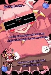 breasts cat_ears cat_girl catgirl clothed clothed_female deltarune deltarune_chapter_5 dialogue dialogue_box dummy female_only gameplay_mechanics mad_mew_mew pink_(deltarune) pink_hair text undertale_(series)