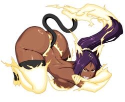 1girls ass big_ass bleach bleach:_the_thousand-year_blood_war bottom_heavy breasts bubble_butt catgirl dark-skinned_female dark_skin electricity face_down_ass_up fat_ass female female_only huge_ass large_ass lightning looking_at_viewer octavius_dp purple_hair shihouin_yoruichi solo tail thick_ass thick_thighs thunder_thighs top-down_bottom-up wide_hips
