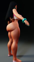 1girls back_view big_ass big_butt black_hair chel chel_(the_road_to_el_dorado) curvy curvy_figure dark-skinned_female dark_skin dreamworks dreamworks_animation elevenendless endlessillusion solo_female the_road_to_el_dorado tribal