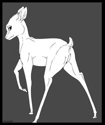 2014 anus backlash91 cervine deer female feral grey_background hooves looking_at_viewer looking_back plain_background pussy short_tail solo standing