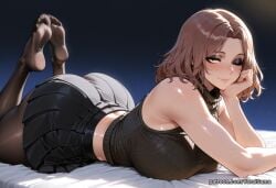 1girls ai_generated big_ass big_breasts blush brown_hair curvy elden_ring light-skinned_female lying medium_hair melina_(elden_ring) solo sweat tagme thick_thighs voluptuous wide_hips yellow_eyes yorai