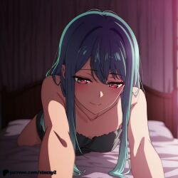 1girl ai ai_generated anime anime_character asian asian_female asian_girl asian_woman blue_eyes blue_hair breasts busty cleavage collarbon curvaceous curvy curvy_body curvy_figure curvy_hips female female_focus female_only hair_between_eyes hourglass_figure japanese japanese_female japanese_girl japanese_woman kurokawa_akane large_breasts long_hair looking_at_viewer midriff narrow_waist navel oshi_no_ko parted_bangs patreon portrait school_girl shoulders slender_waist slim_waist smile solo split-color_hair staxxy staxxy2 tank_top teen_girl thigh_gap thighs two_tone_hair upper_body white_tank_top wide_hips