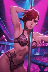 ai_generated arcane arcane_vi bikini breasts half_naked league_of_legends nightclub strip_club striptease vi_(league_of_legends)