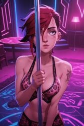 ai_generated arcane arcane_vi bikini breasts half_naked league_of_legends nightclub strip_club striptease vi_(league_of_legends)